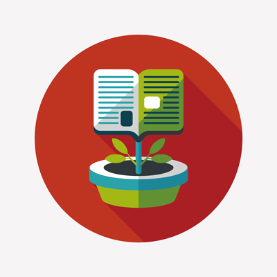 Inksnatcher publishing-services icon showing a book growing out of a pot