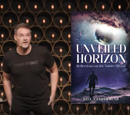 Author Bill Vanderbush with a copy of his book Unveiled Horizon