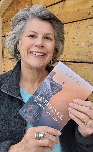 Author Julie Stoll with her book Freefall.